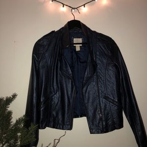Navy leather jacket